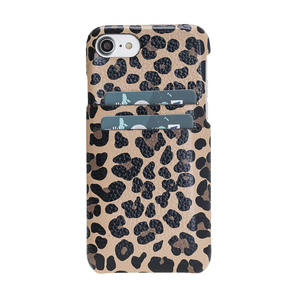 Apple iPhone 7-8-SE Uyumlu Deri Arka Kapak F360 Leopar NE