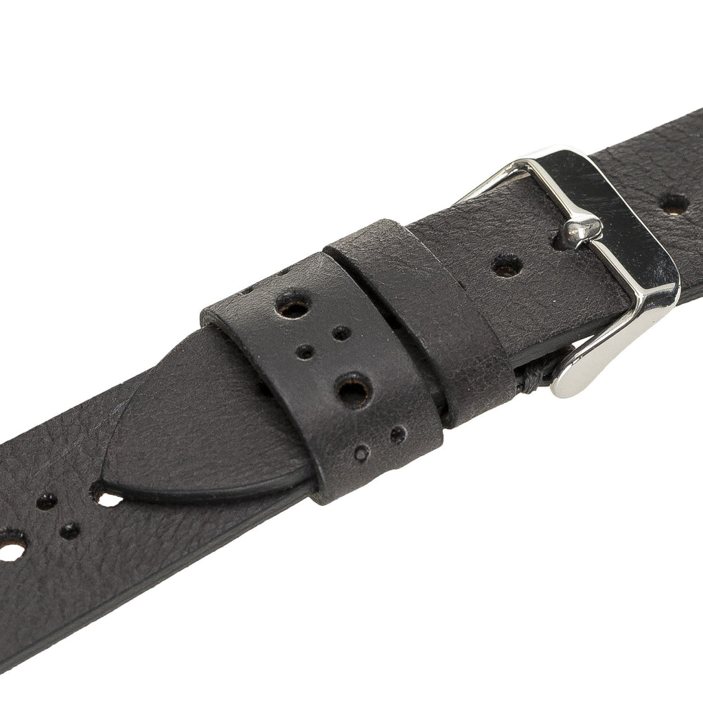 Apple Watch Uyumlu Deri Kordon 42-44-45mm Delikli Siyah