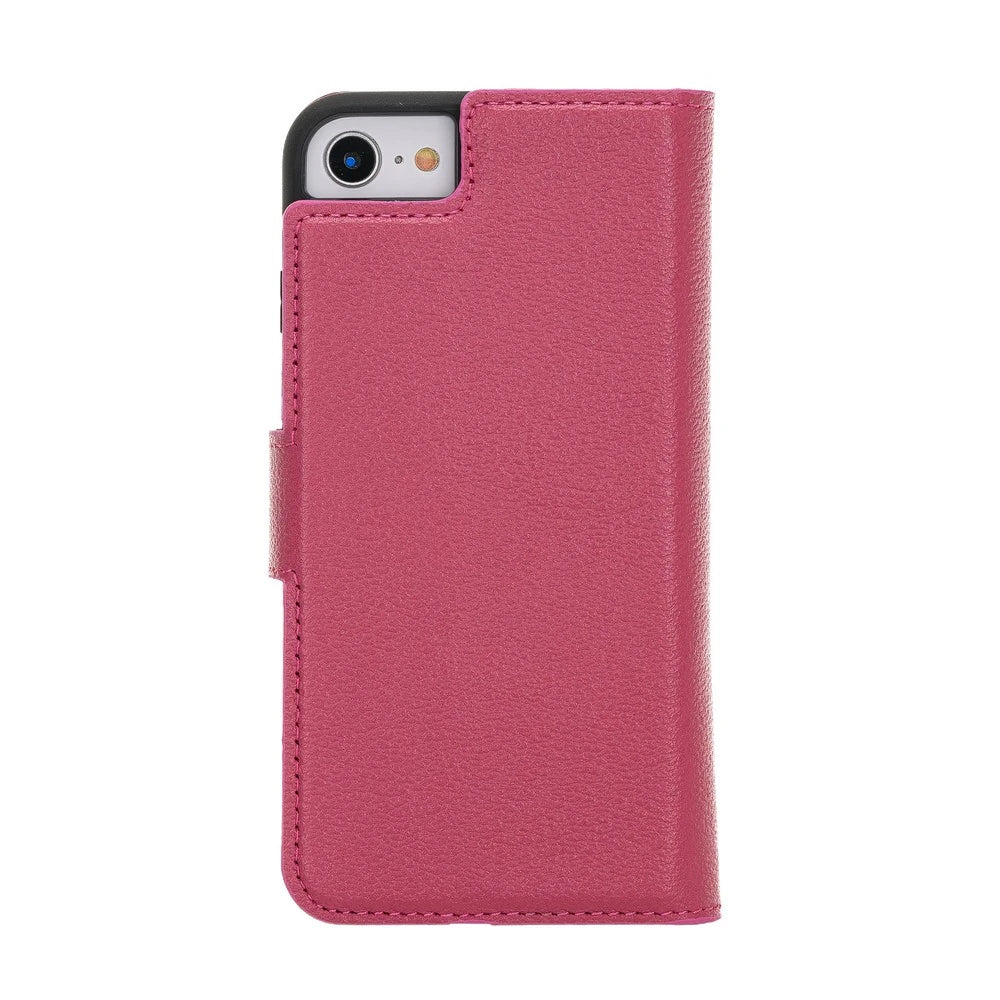 Apple iPhone 7-8-SE Uyumlu Deri Cüzdanlı Kılıf CP04 Pembe
