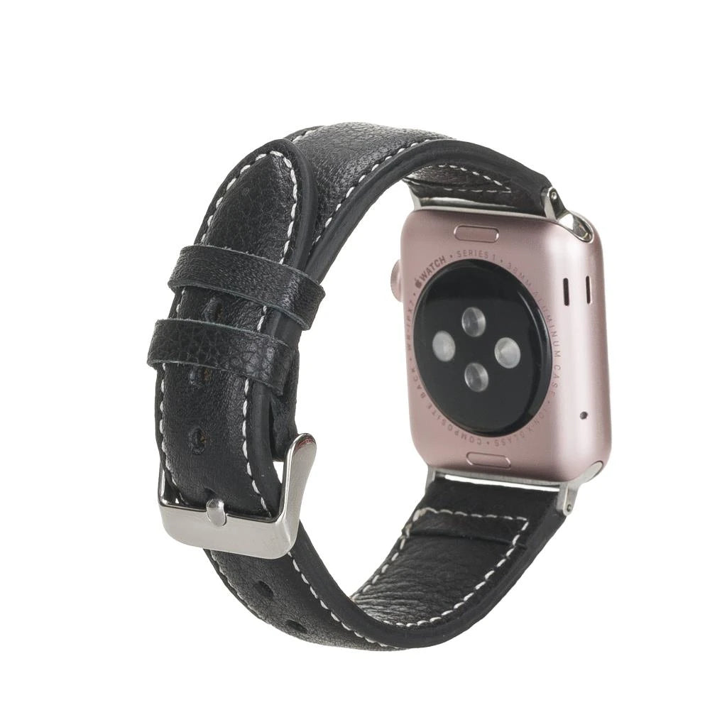 Apple Watch Uyumlu Deri Kordon 42-44-45mm NM1-AS1 Siyah