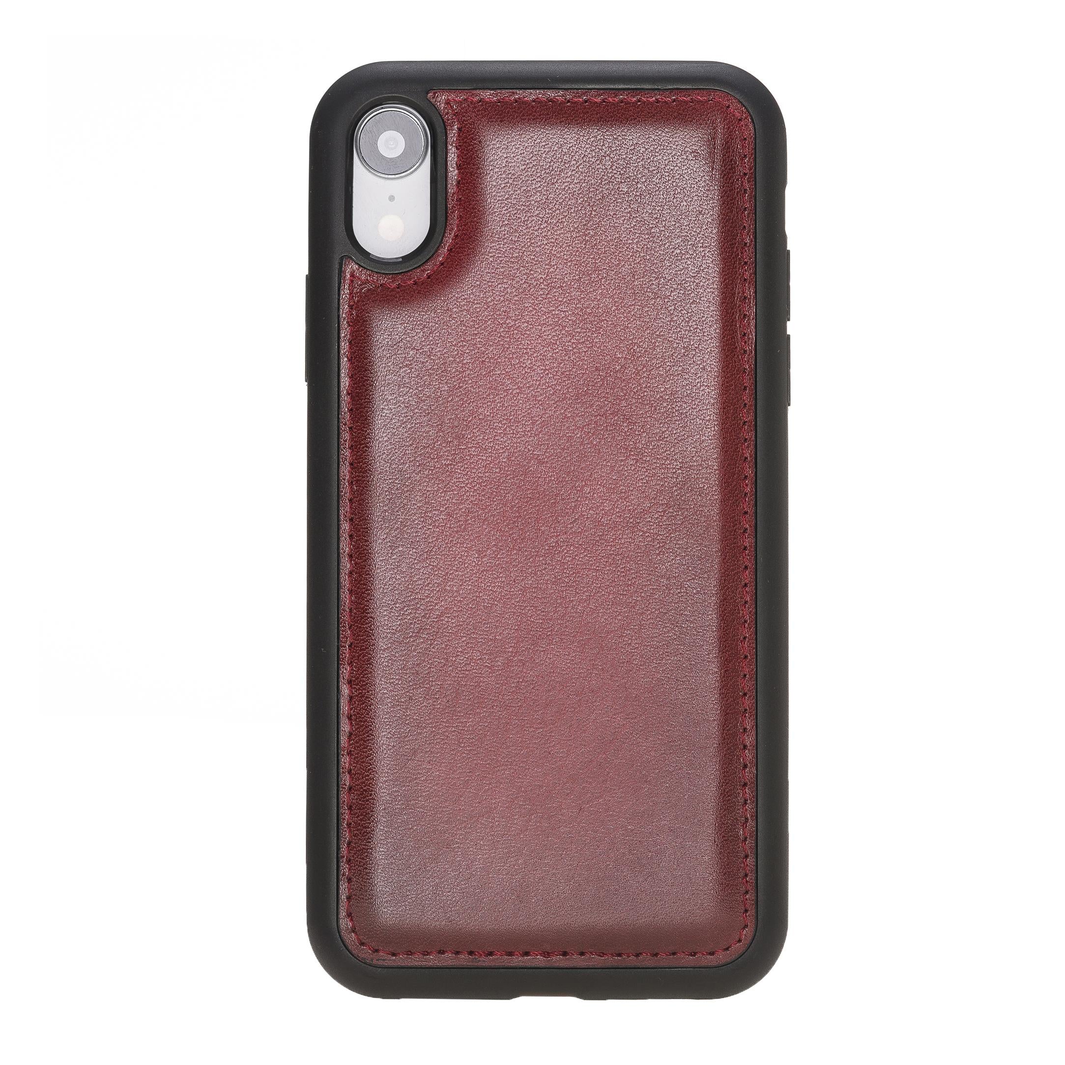 Apple iPhone XR Uyumlu Deri Arka Kapak Bordo