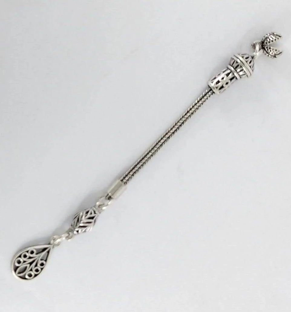 Tek Dal 925 Ayar Gümüş Tesbih Püskülü 8,5 cm