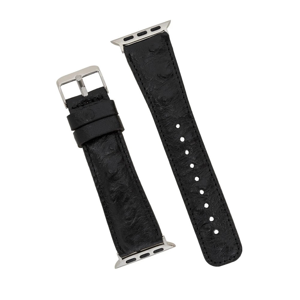 Apple Watch Uyumlu Deri Kordon 42-44-45mm DE5 Siyah