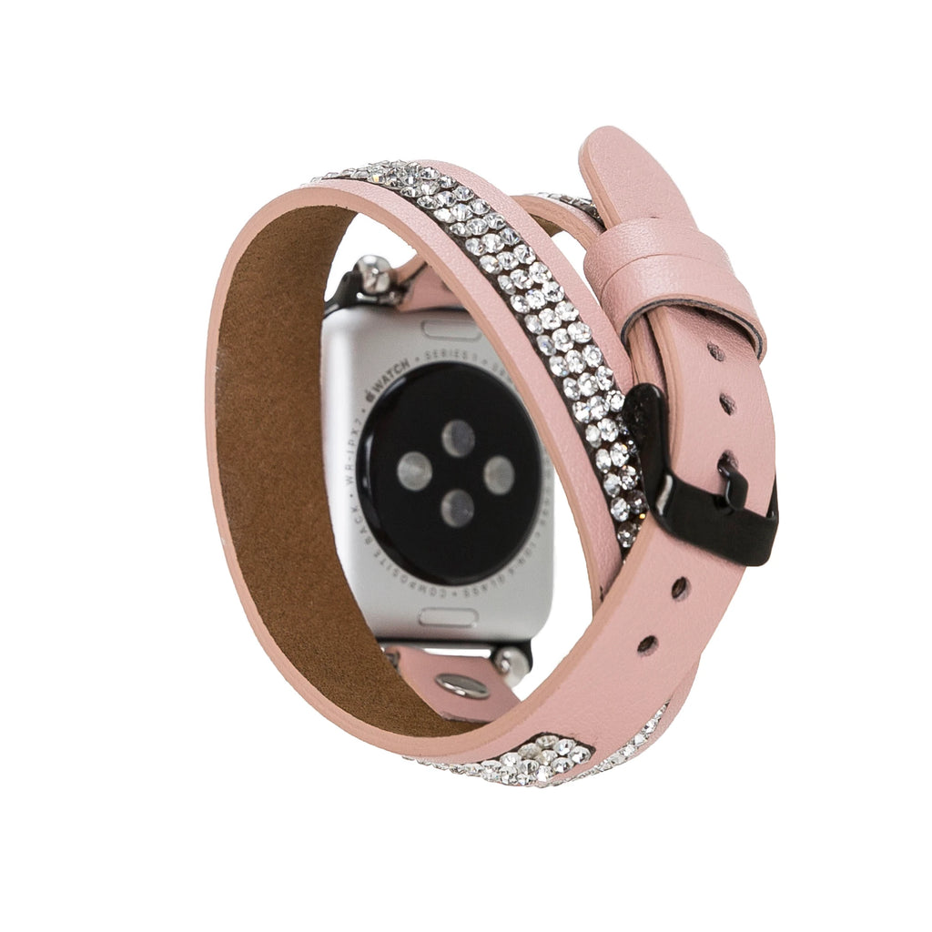 Apple Watch Uyumlu Deri Kordon 38-40-41mm DT Taşlı NU2