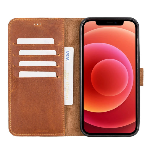 Apple iPhone 12 Pro Max Uyumlu Deri Cüzdanlı Kılıf G19 Taba