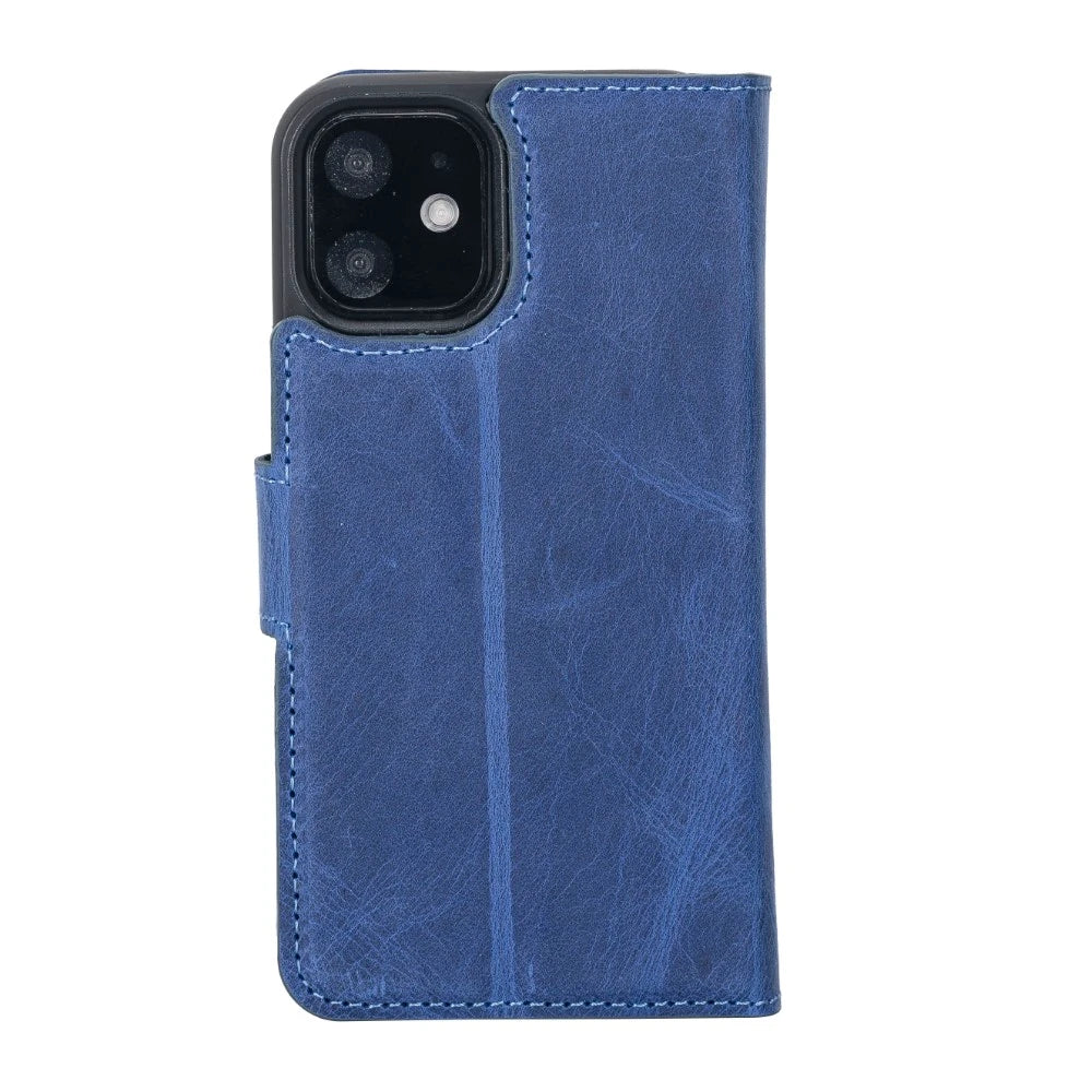 Apple iPhone 12 Mini Uyumlu Deri Cüzdanlı Kılıf G21 Mavi