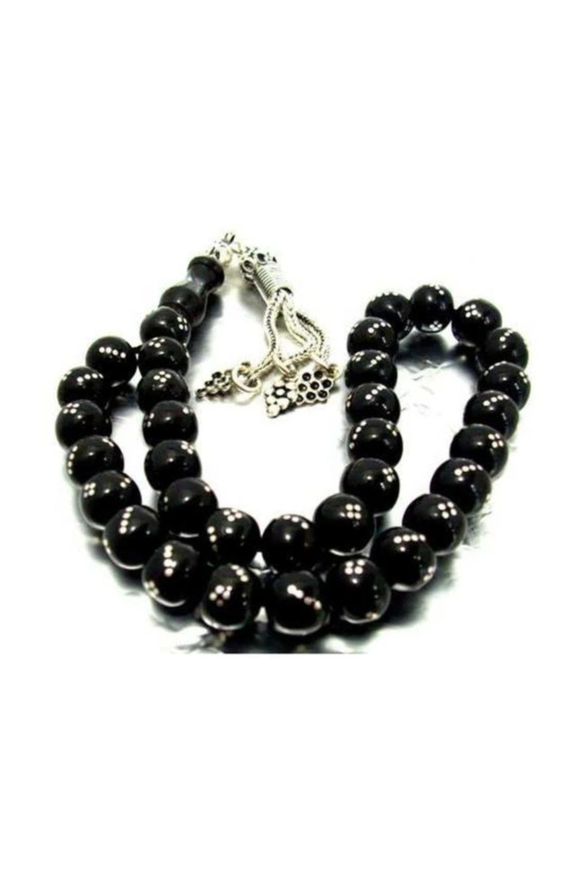 Men's 925 K Silver Inlay Engraved Hakiki Erzurum Oltutaşı Prayer Beads
