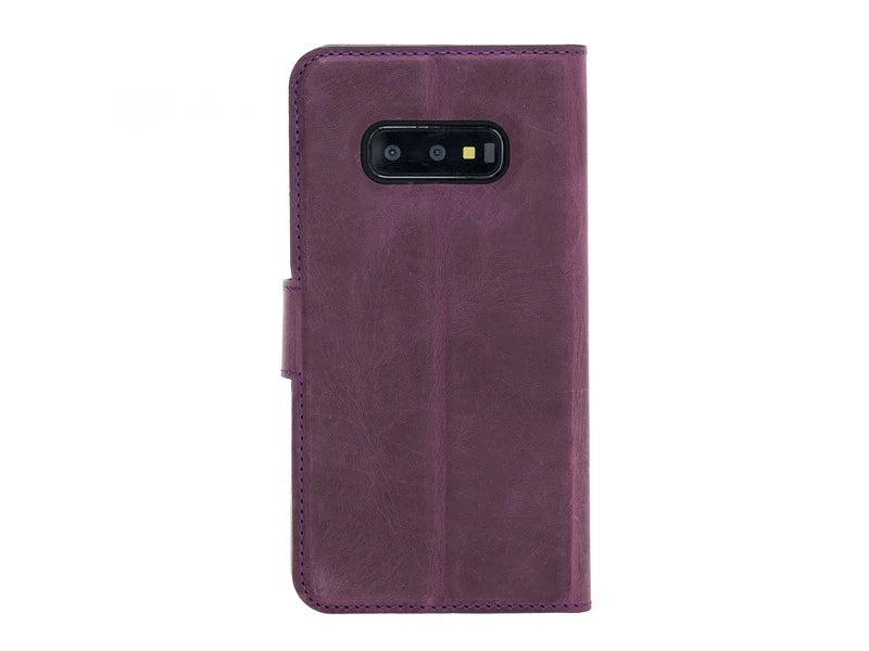 Samsung Galaxy S10E Uyumlu Deri Cüzdanlı Kılıf Foncaze G7 Mor