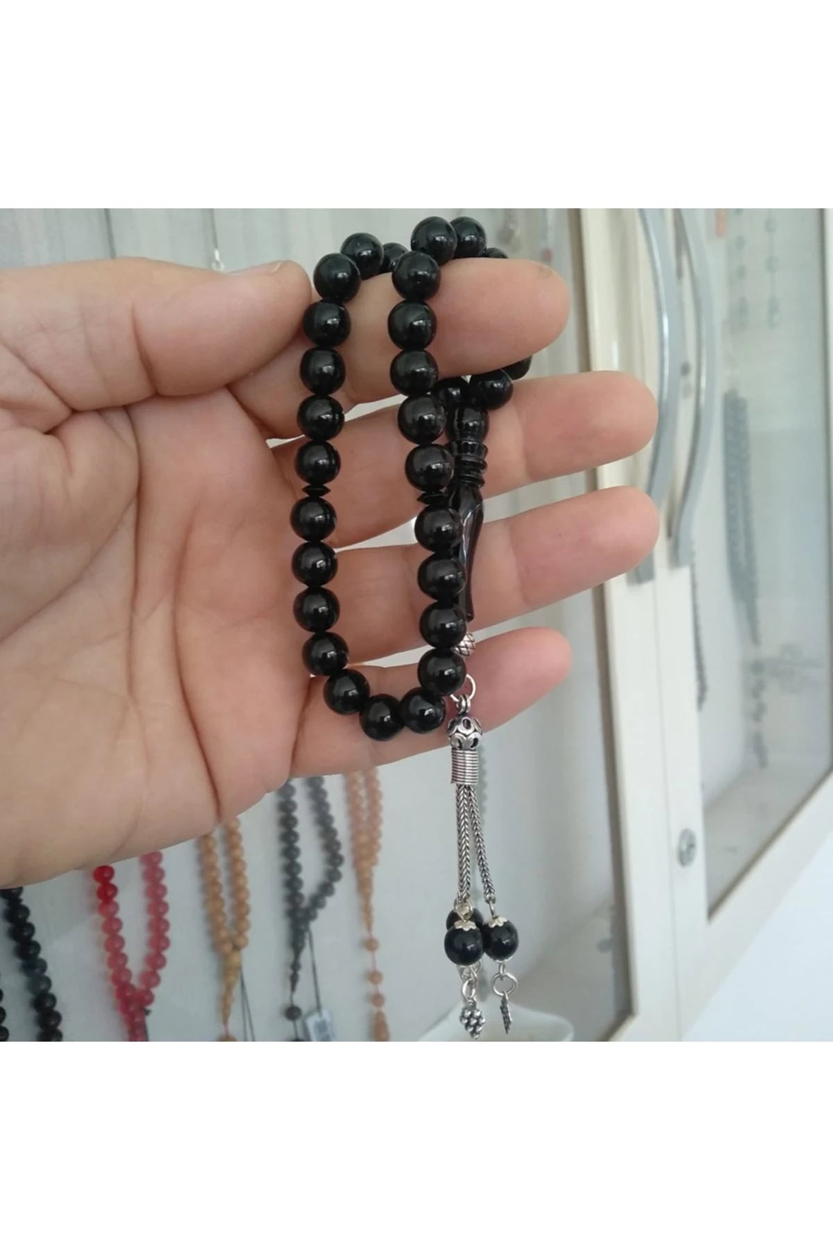 Sertifikalı Erzurum Oltu Taşı Küre Kesim Sade Tesbih 8 mm