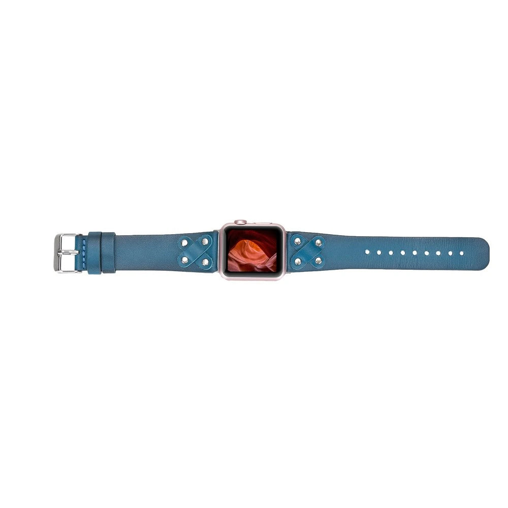 Apple Watch Uyumlu Deri Kordon Cross 42-44-45mm ST BRN4E