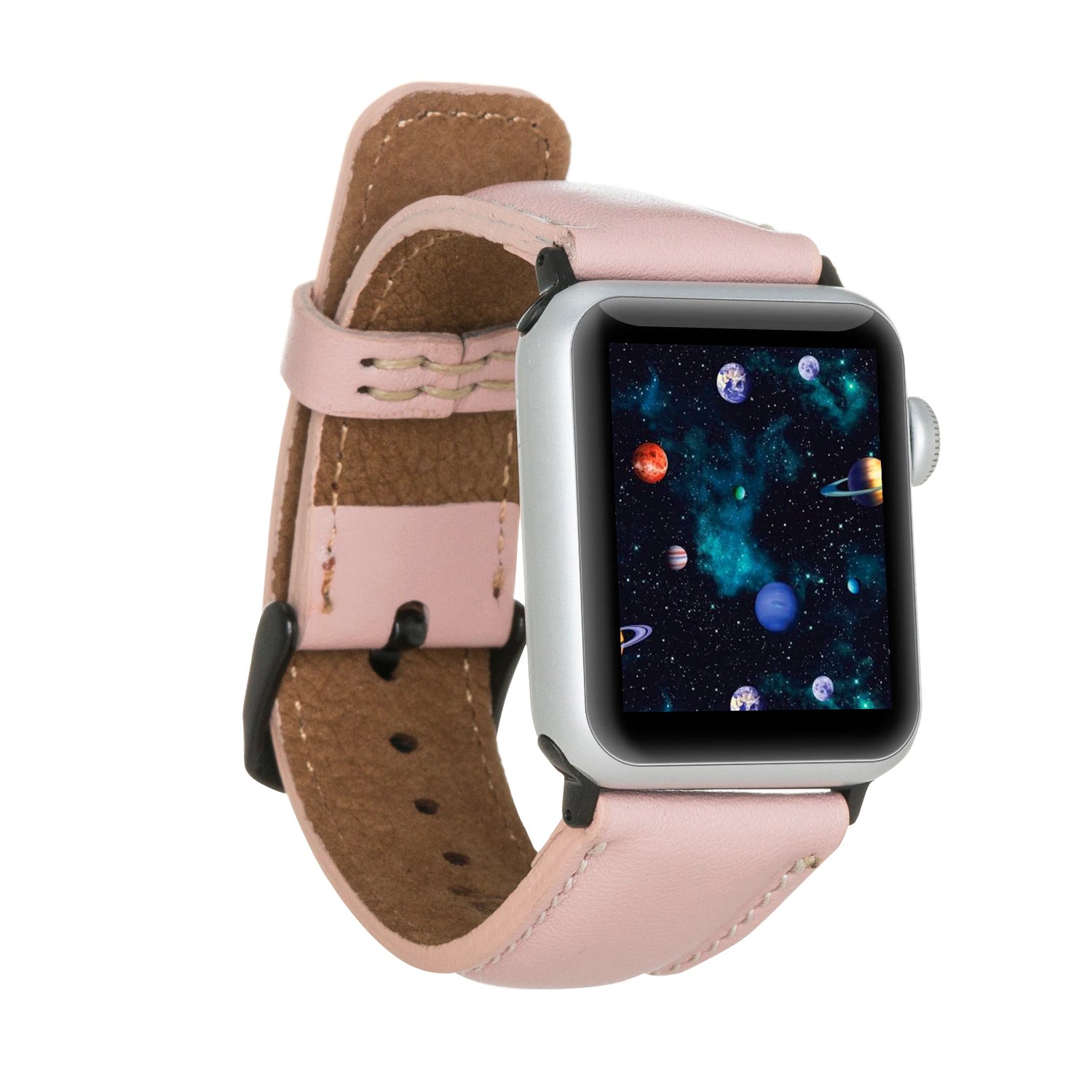 Apple Watch Uyumlu Deri Kordon 42-44-45mm NU2-SM3 Siyah