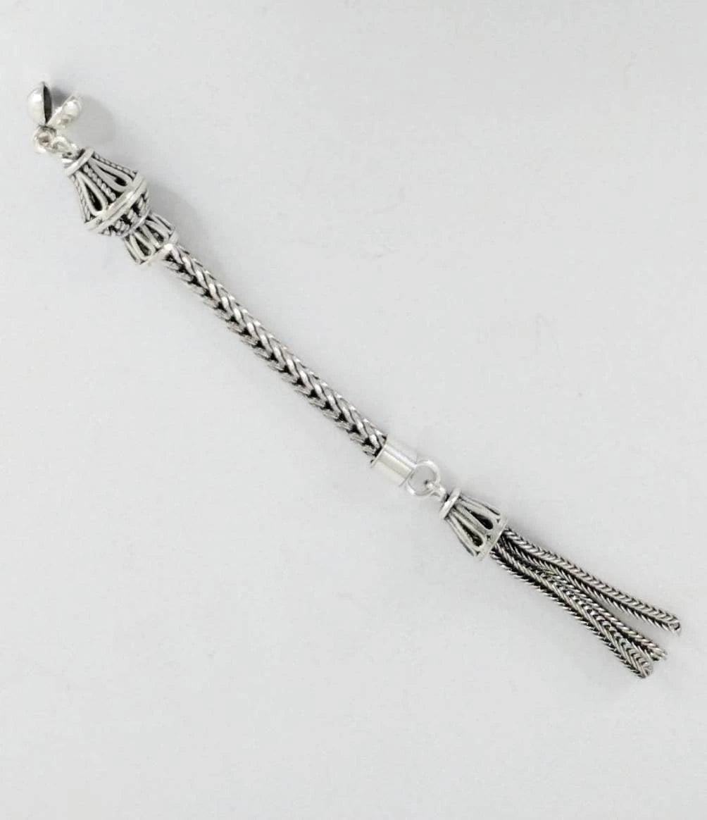 Tek Dal 925 Ayar Gümüş Tesbih Püskülü 9,5 cm