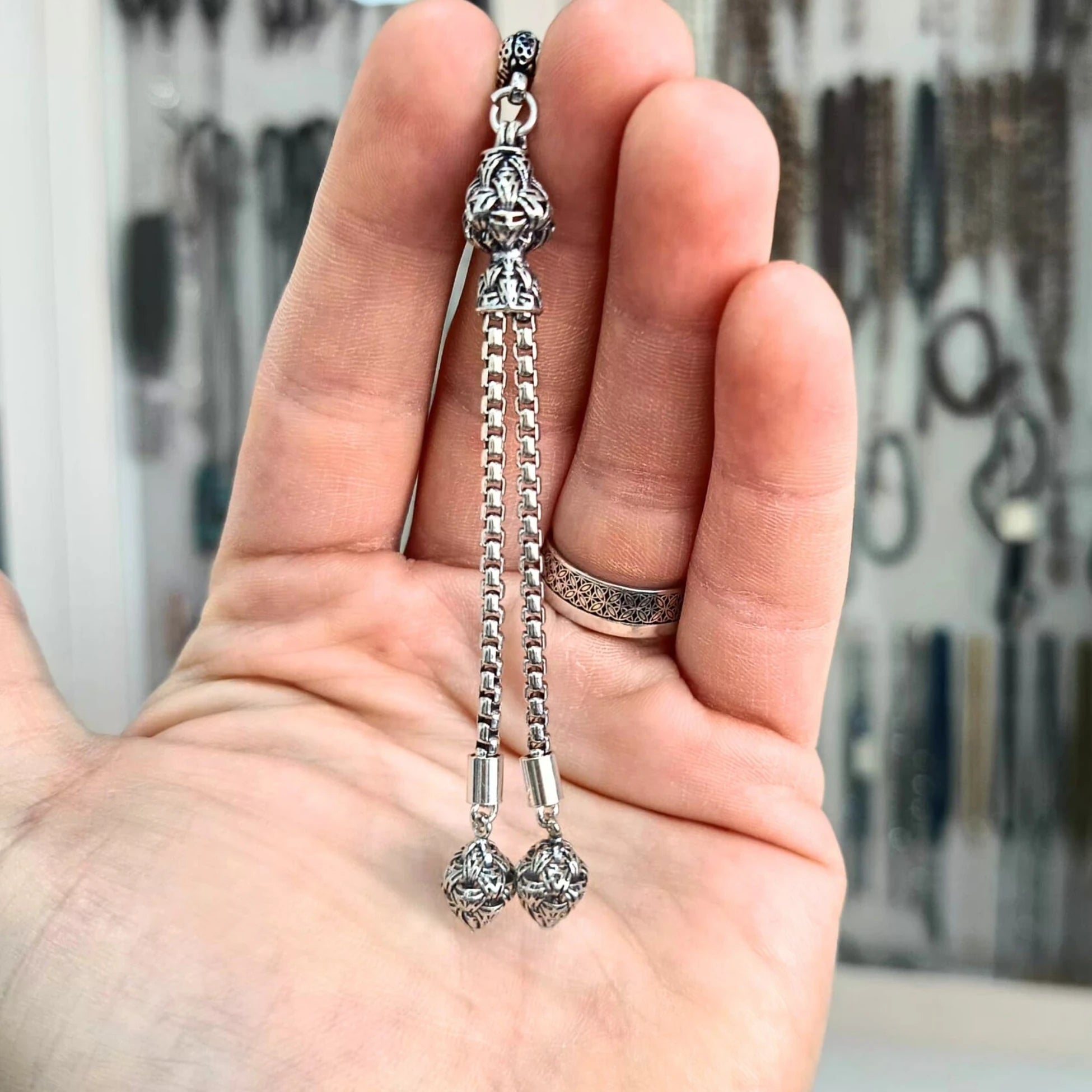 925 Ayar Gümüş İki Dallı 9 cm Püskül