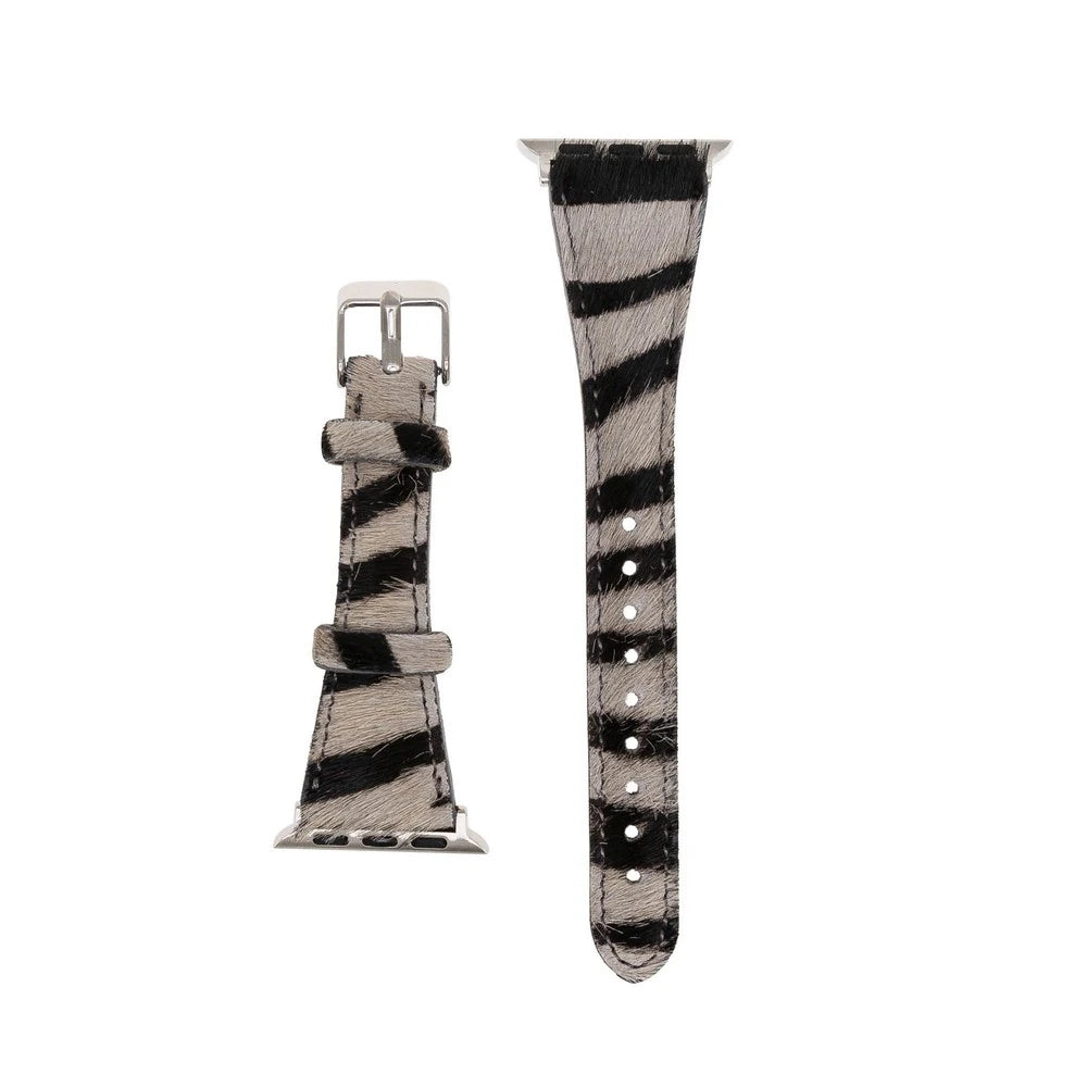 Apple Watch Uyumlu Deri Kordon 38-40-41mm Slim Zebra