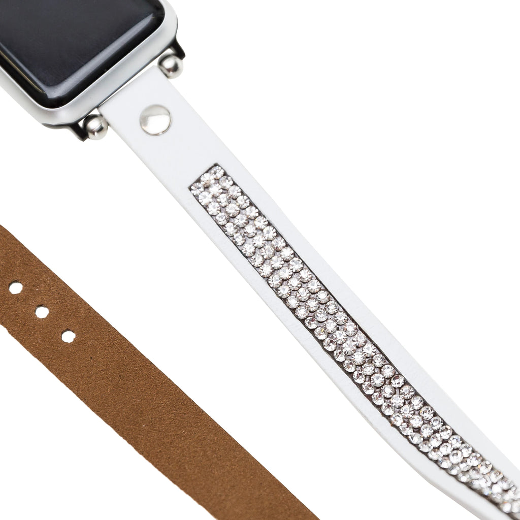 Apple Watch Uyumlu Deri Kordon 38-40-41mm DT Taşlı F3