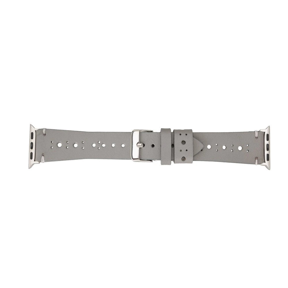 Apple Watch Uyumlu Deri Kordon BA8 42-44-45mm RST9 Gri