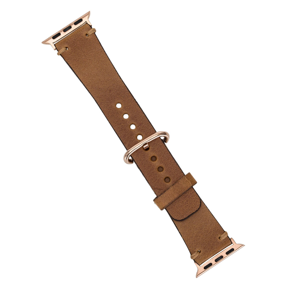 Apple Watch Uyumlu Deri Kordon 38-40-41mm Roma G19 Taba