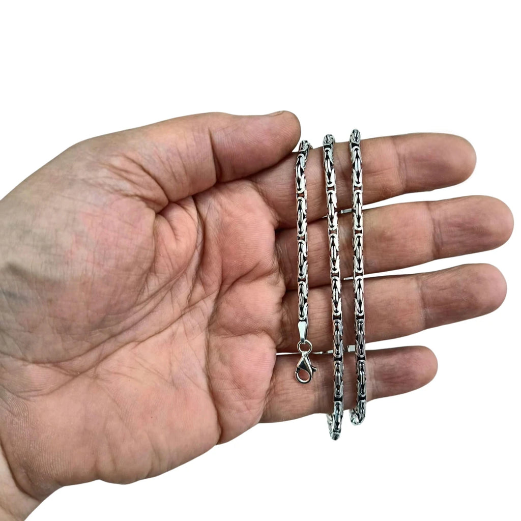 925 Ayar Gümüş Kral Kolye 2 mm 3 mm 4 mm 4,5 mm 5 mm 6 mm