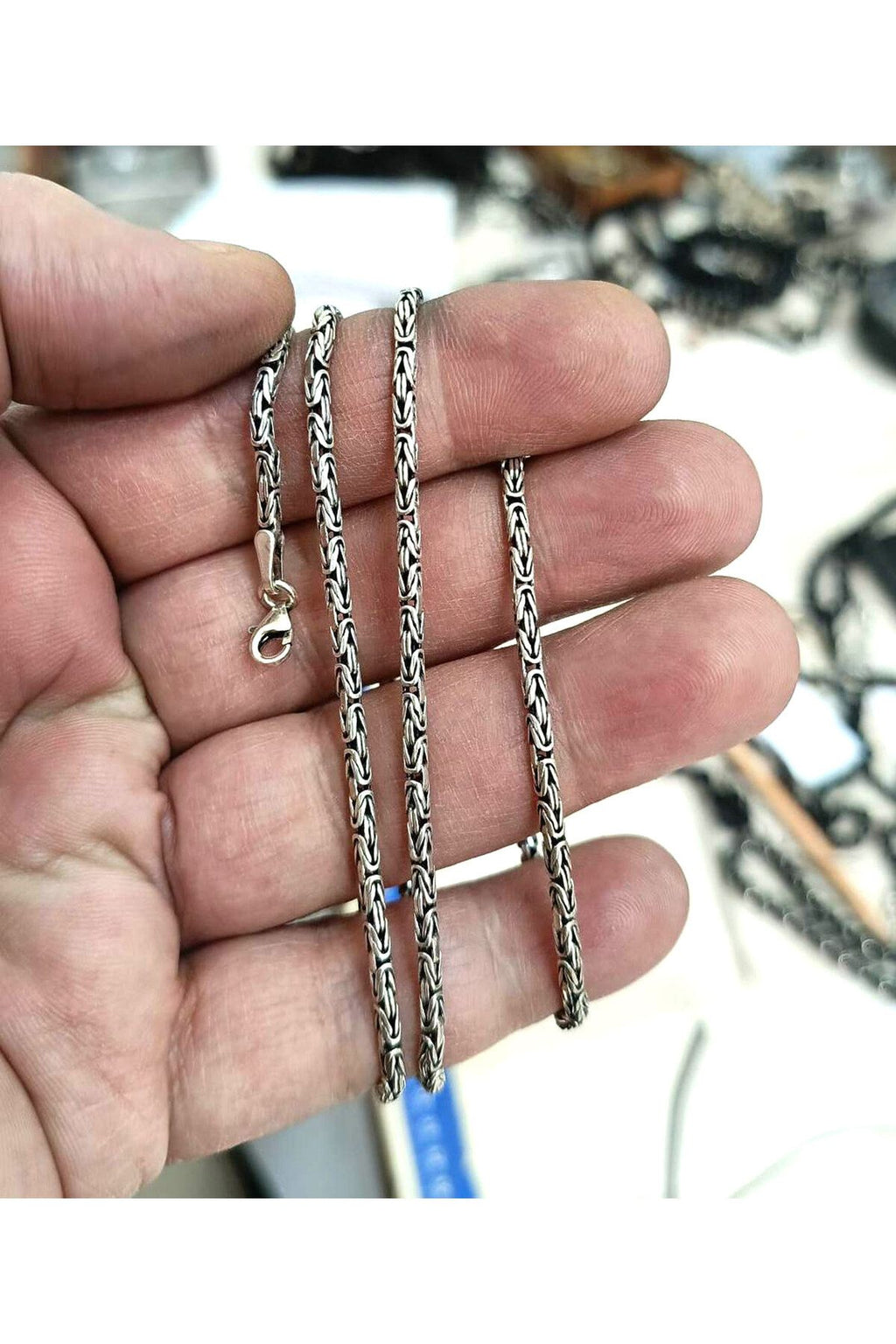 925 Ayar Gümüş Kral Kolye Kral Bileklik 2 mm