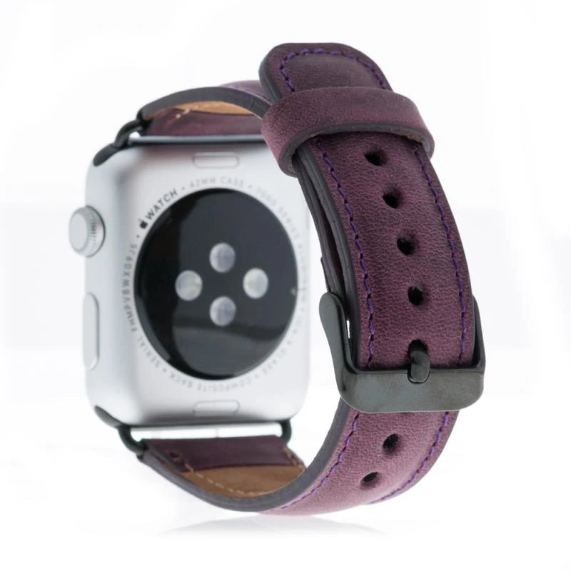 Apple Watch Uyumlu Deri Kordon 38-40-41mm G7 Mor