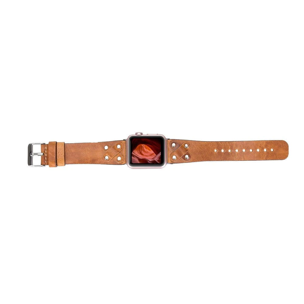 Apple Watch Uyumlu Deri Kordon Cross 42-44-45mm ST V18
