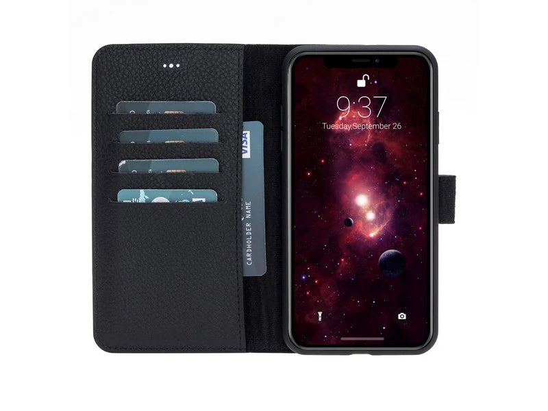 Apple iPhone XS Max Uyumlu Deri Cüzdanlı Kılıf Foncaze FL01