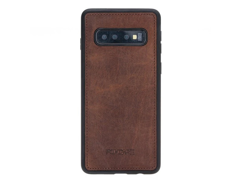 Samsung Galaxy S10 Uyumlu Deri Cüzdanlı Kılıf Foncaze G2 Kahve