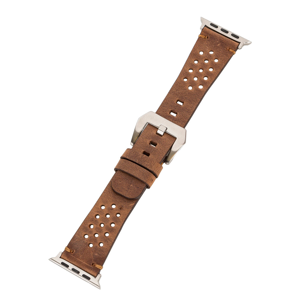 Apple Watch Uyumlu Deri Kordon Vigo 42-44-45mm G2 Kahve