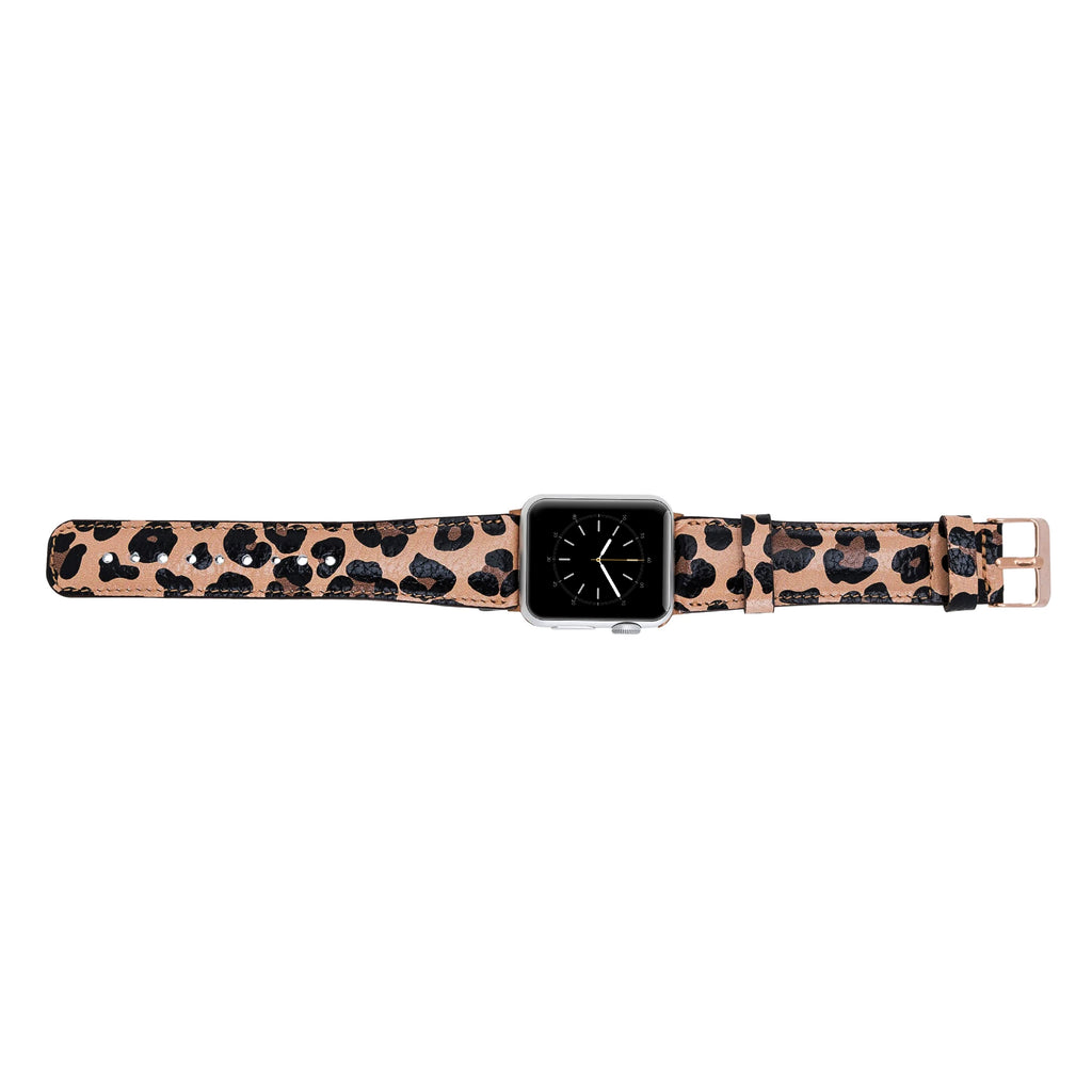 Apple Watch Uyumlu Deri Kordon 42-44-45mm Leopar NE