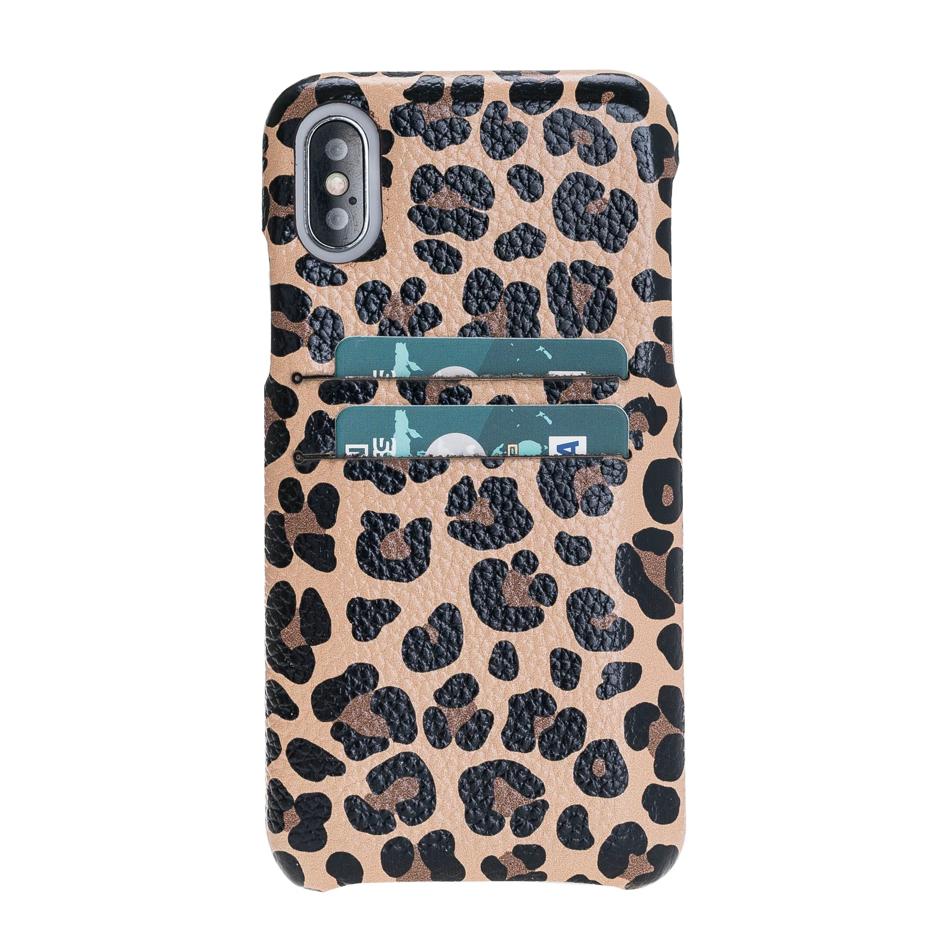 Apple iPhone X-XS Uyumlu Deri Arka Kapak F360 Leopar NE