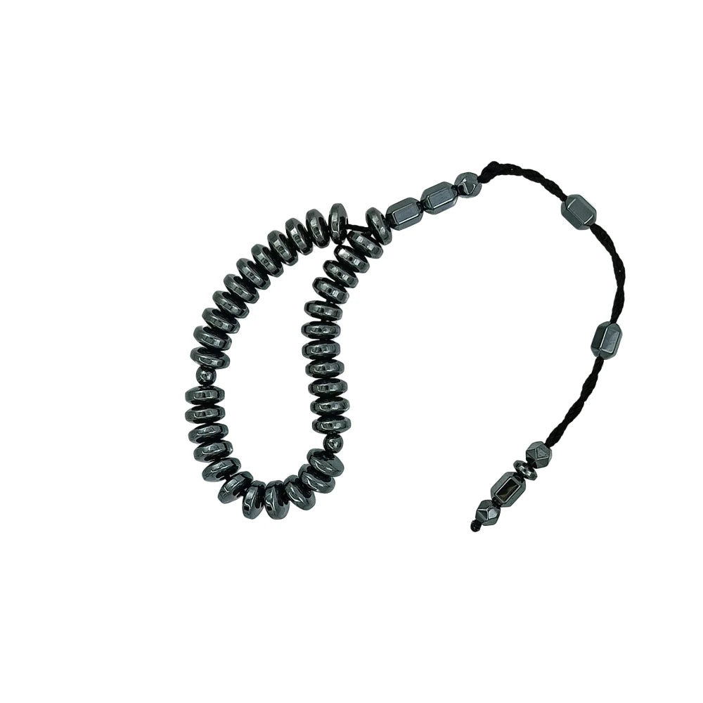 2 Parmak Basık Füme Color Hematit Stone Minik Prayer Beads 6 x 3 mm