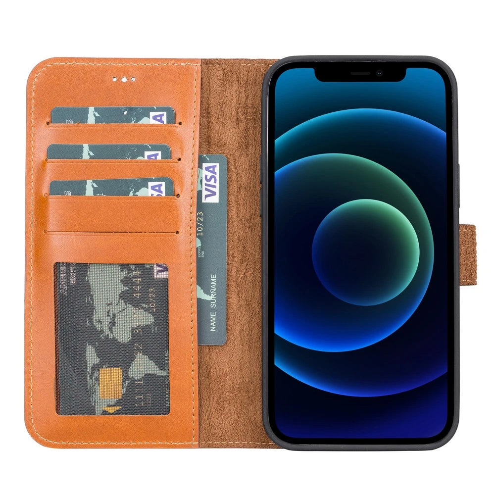 Apple iPhone 13 Pro Max Uyumlu Deri Cüzdanlı Kılıf RST2EF Taba