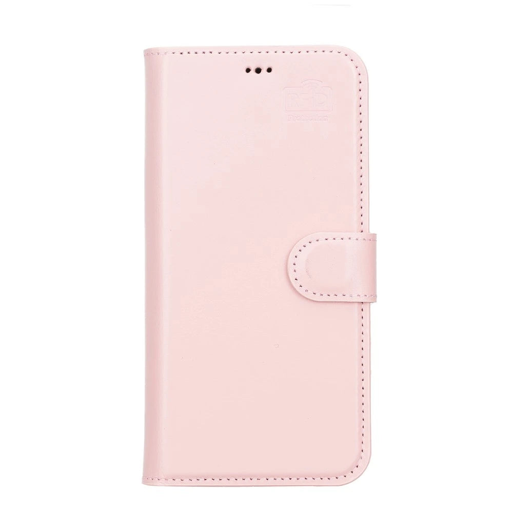 Apple iPhone 13 Pro Max Uyumlu Deri Cüzdanlı Kılıf NU2 Pembe