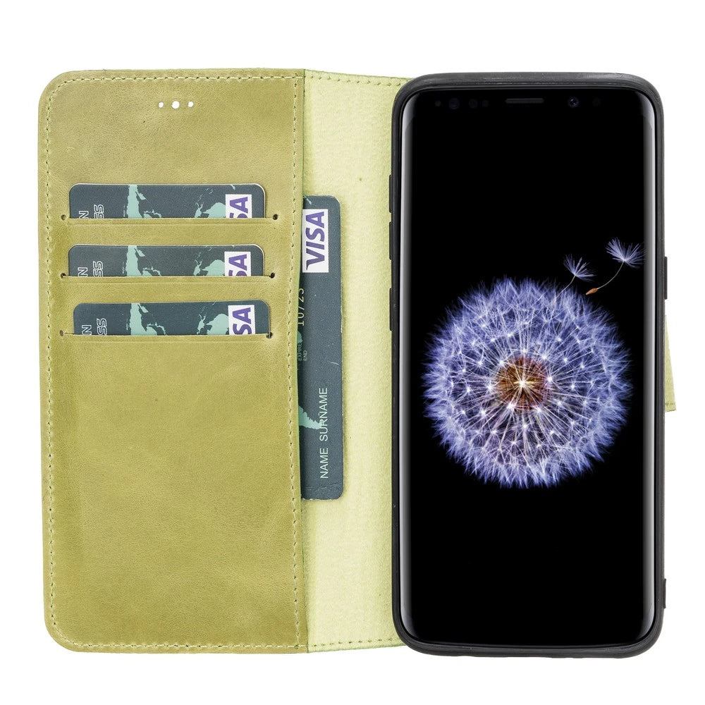 Samsung Galaxy S8 Uyumlu Deri Cüzdanlı Kılıf CZ09 Yeşil