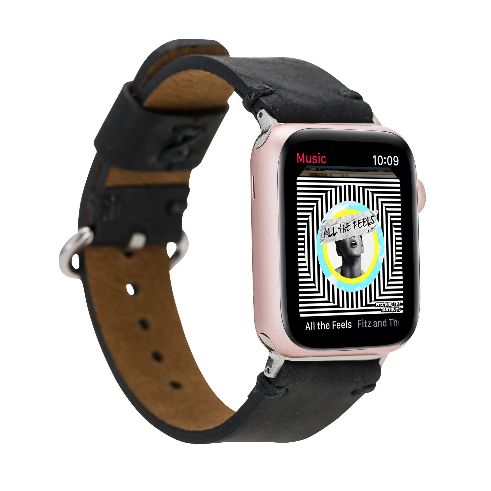 Apple Watch Uyumlu Deri Kordon Orfe 42-44-45mm G1 Siyah