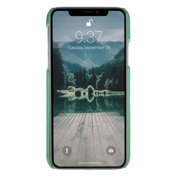 Apple iPhone X-XS Uyumlu Deri Arka Kapak MN-UJ ERC4 Yeşil