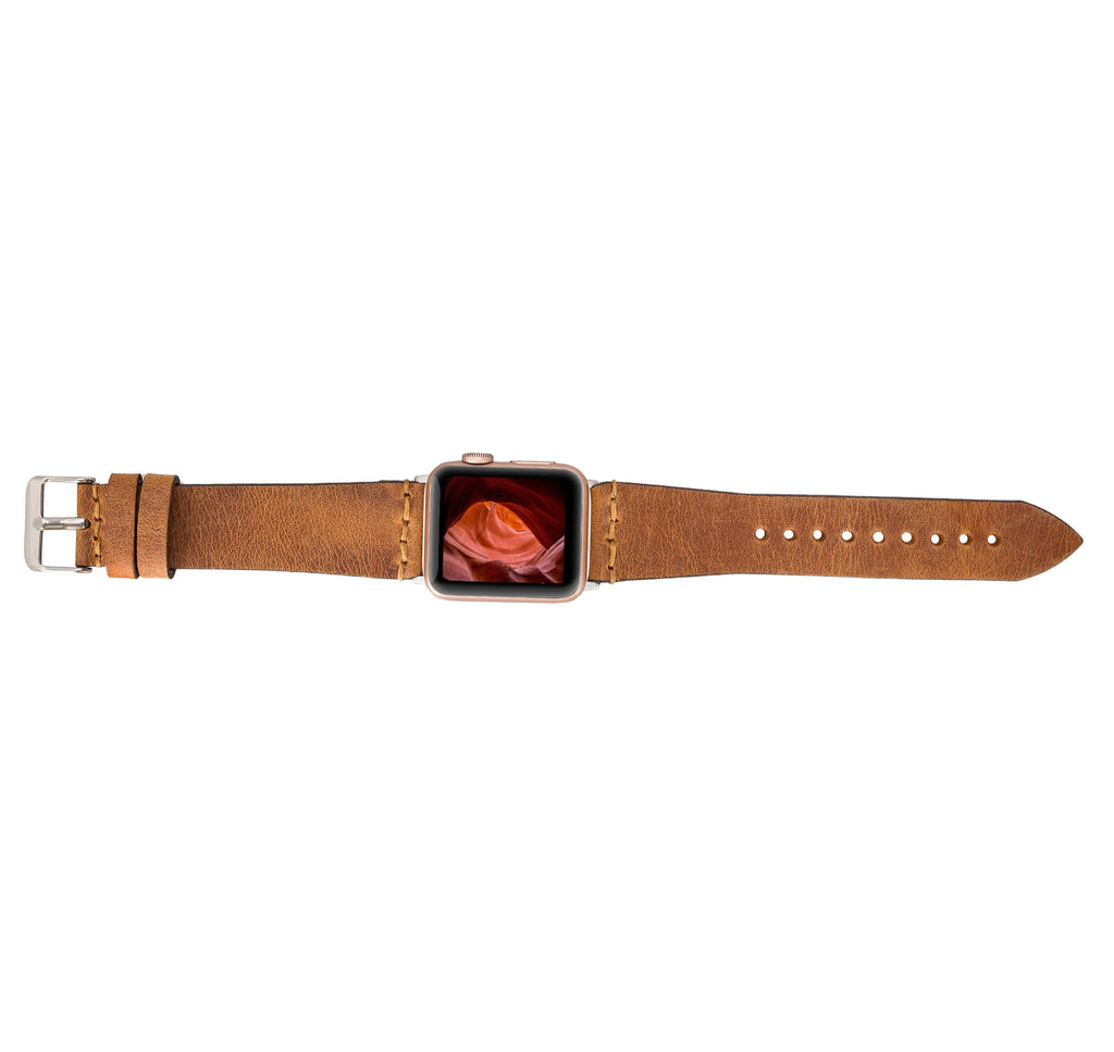 Apple Watch Uyumlu Deri Kordon 38-40-41mm G19-BA7 Taba
