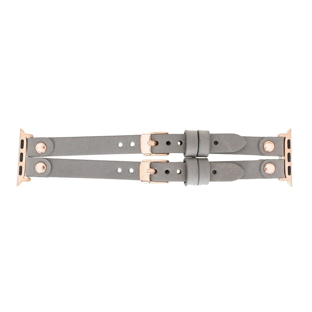 Apple Watch Uyumlu Deri Kordon Ely Double Tour RST9 Gri