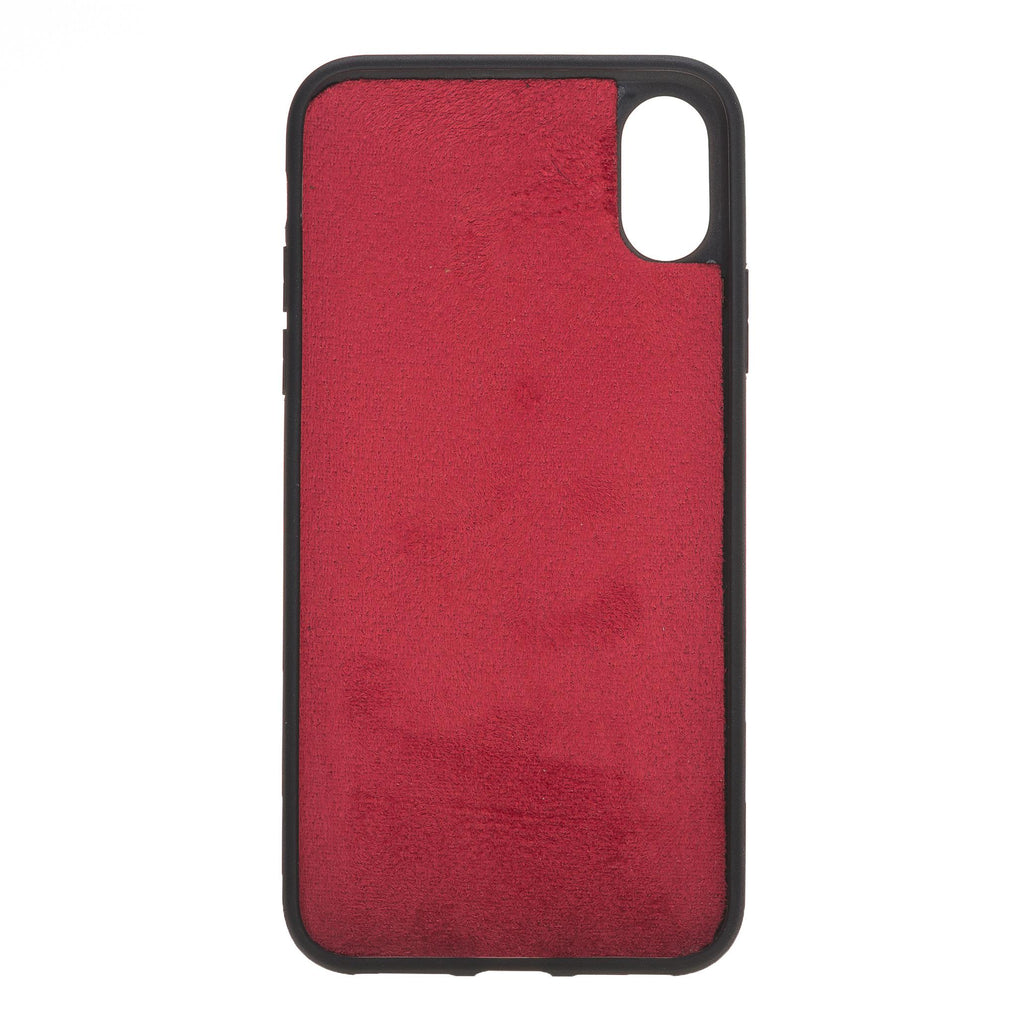 Apple iPhone X-XS Uyumlu Deri Arka Kapak Bordo