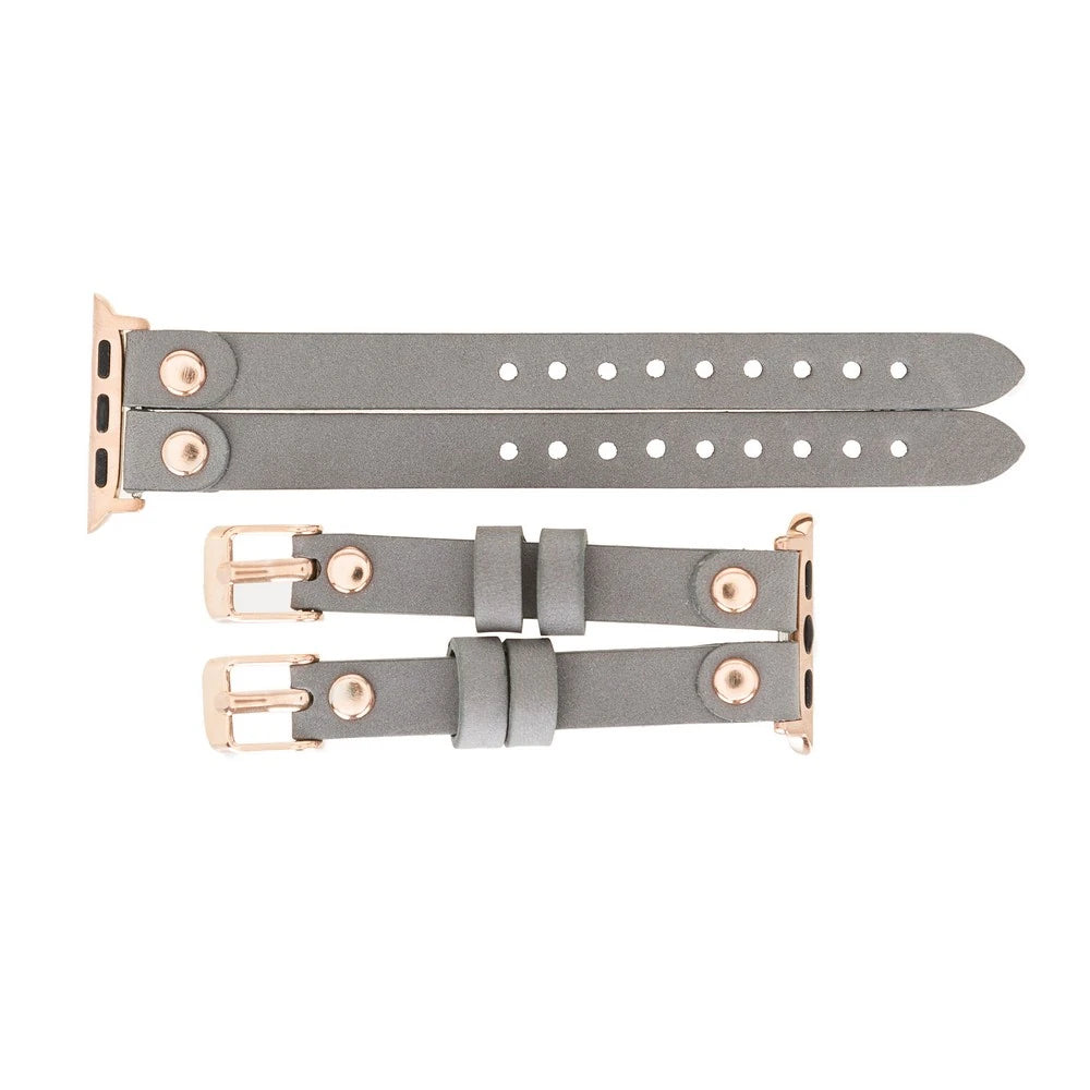 Apple Watch Uyumlu Deri Kordon Ely Double Tour RST9 Gri