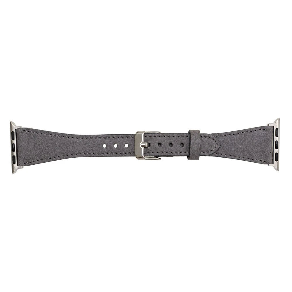 Apple Watch Uyumlu Deri Kordon 42-44-45mm Slim RST9 Gri