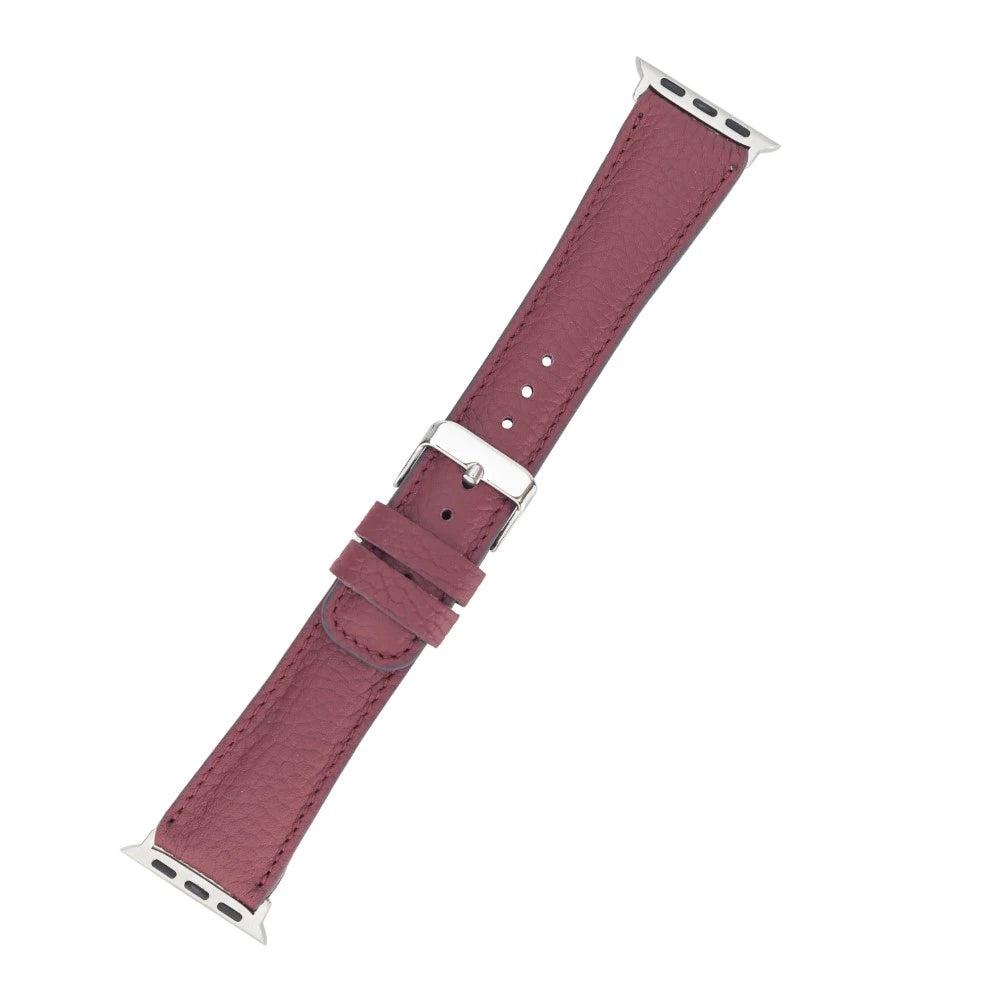 Apple Watch Uyumlu Deri Kordon 42-44-45mm FL6 Bordo