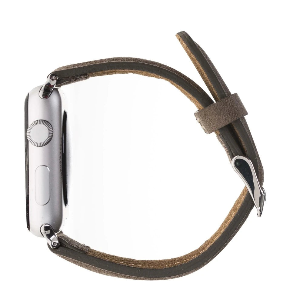 Apple Watch Uyumlu Deri Kordon 38-40-41mm G2 Kahverengi