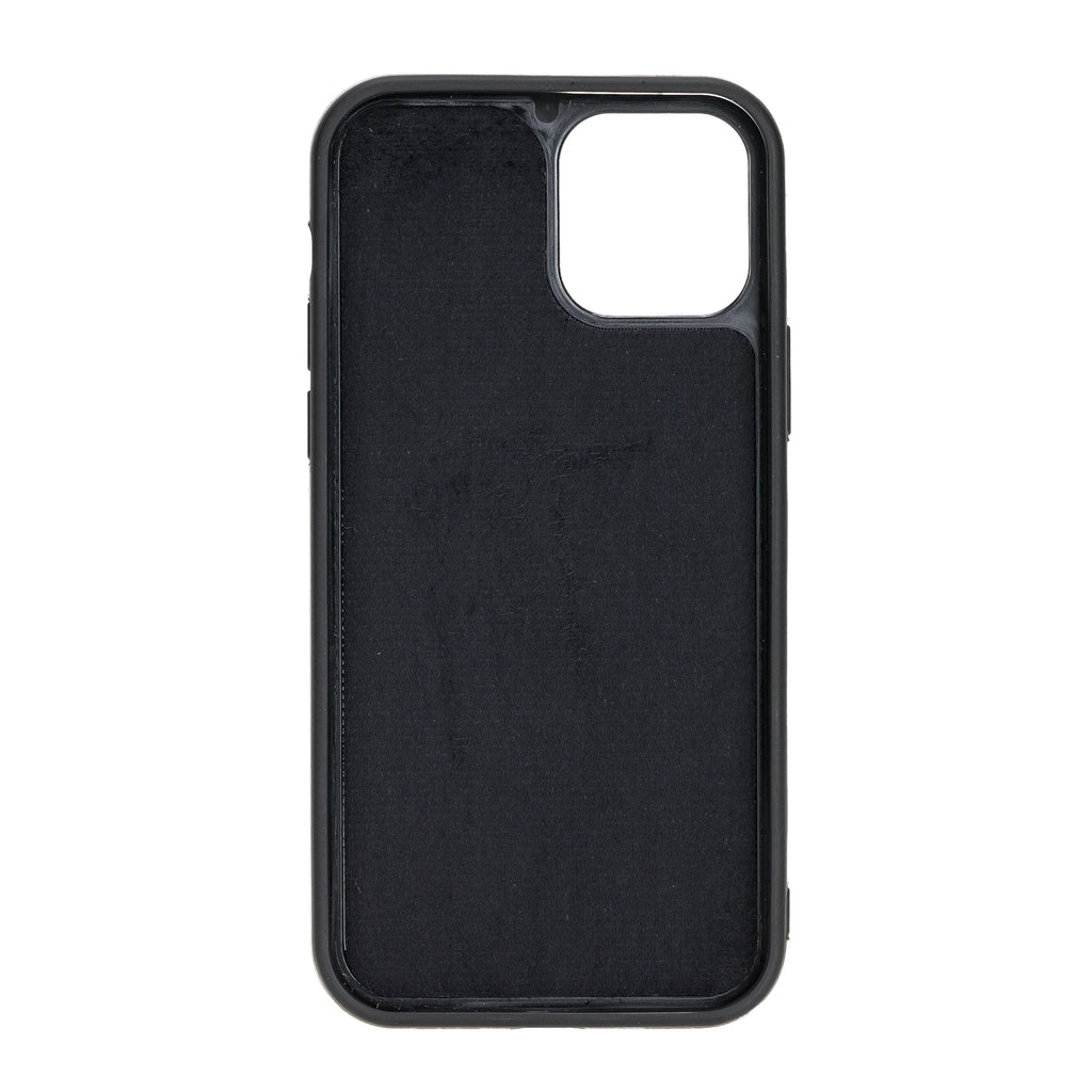 Apple iPhone 12 Uyumlu Deri Arka Kapak RST1 Siyah