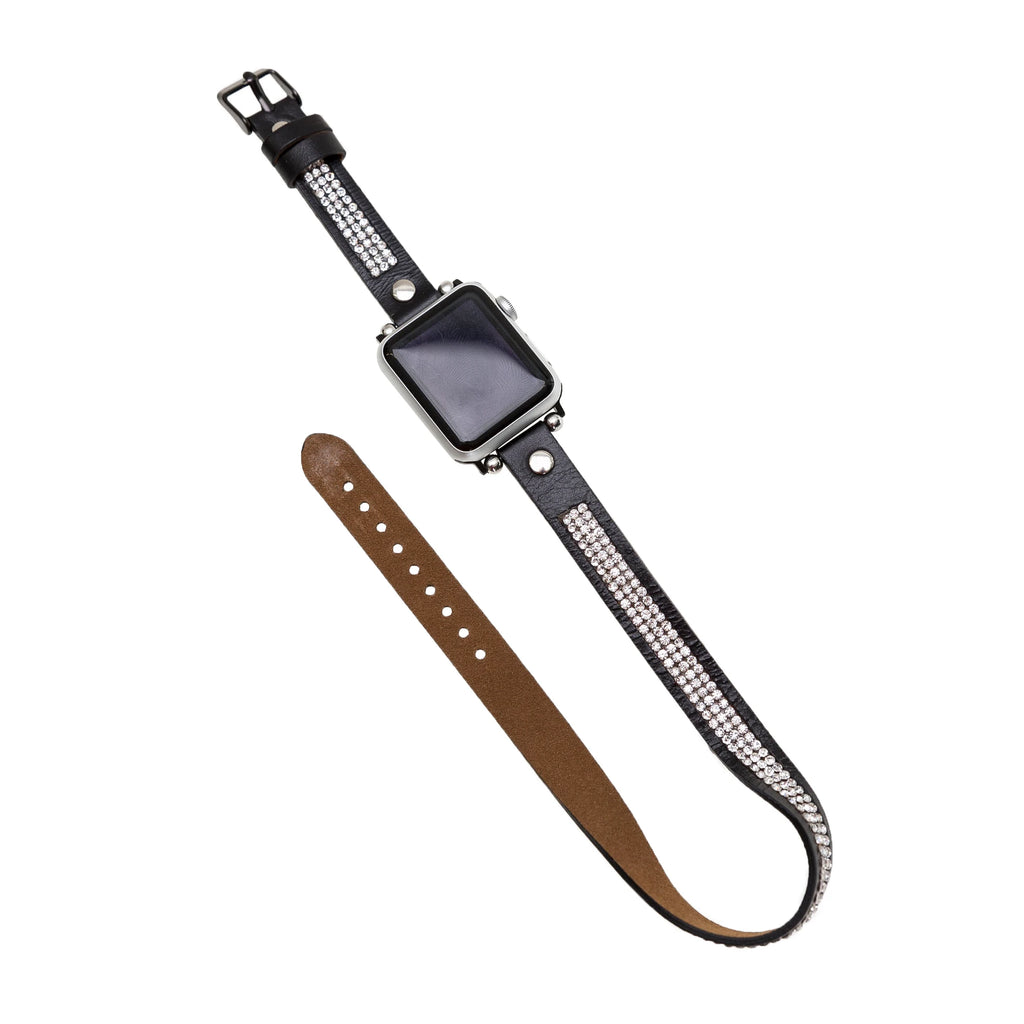 Apple Watch Uyumlu Deri Kordon 38-40-41mm DT Taşlı RST1