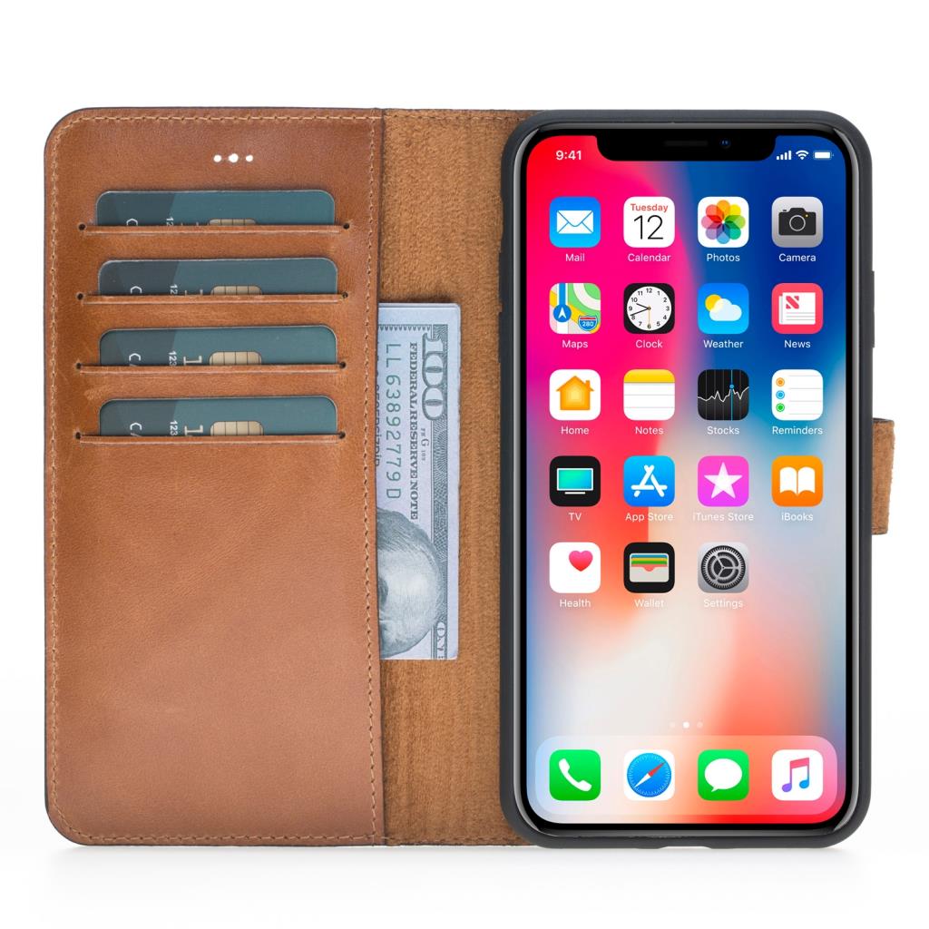 Apple iPhone XS Max Uyumlu Deri Cüzdanlı Kılıf RST2EF
