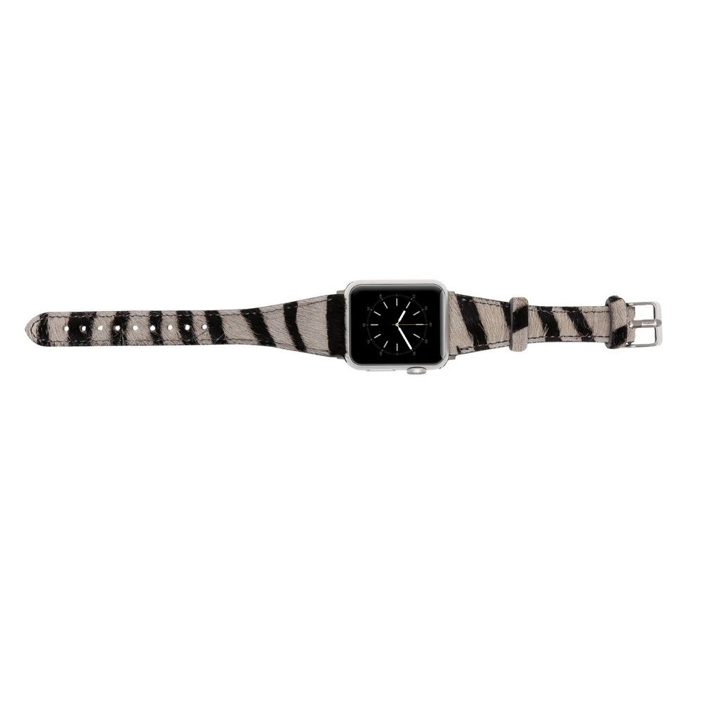 Apple Watch Uyumlu Deri Kordon 38-40-41mm Slim Zebra