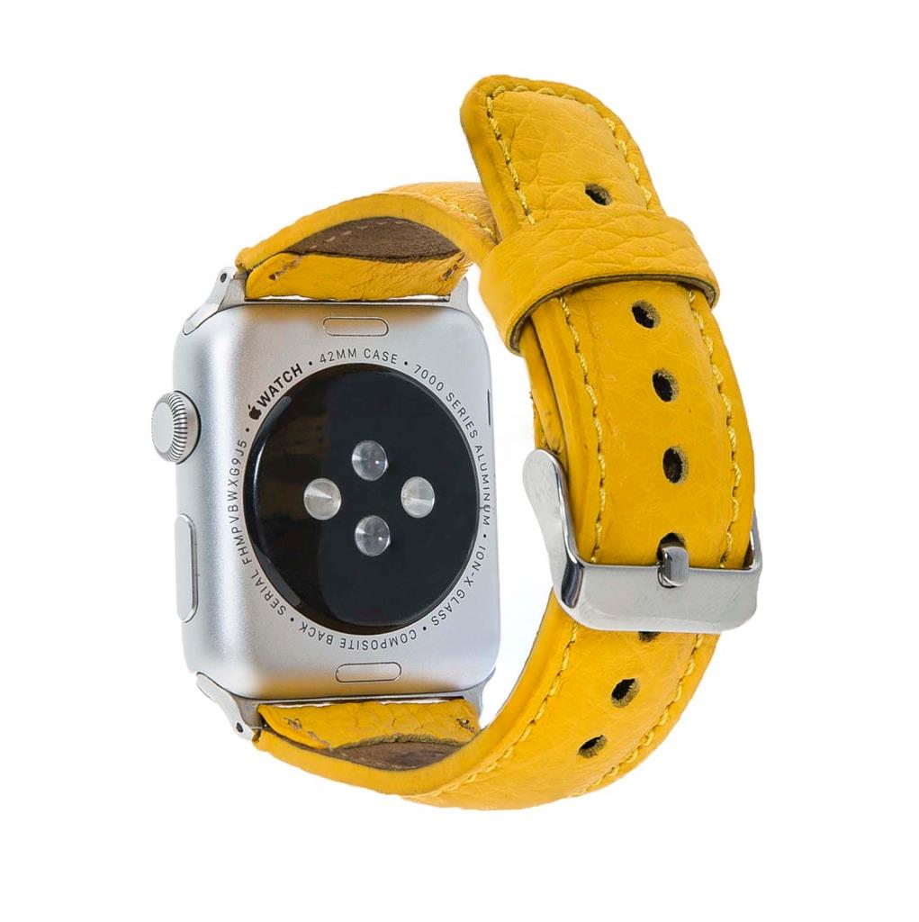 Apple Watch Uyumlu Deri Kordon 42-44-45mm FL12 Sarı