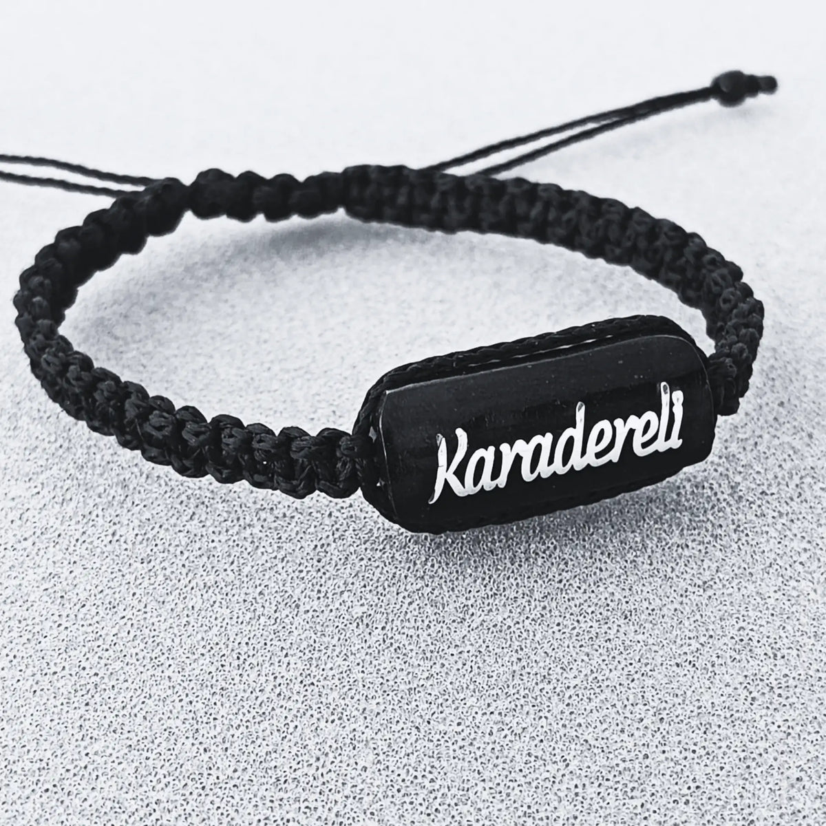 Silver Engraved Gürcistan Oltu Makrome Personalized Bracelet