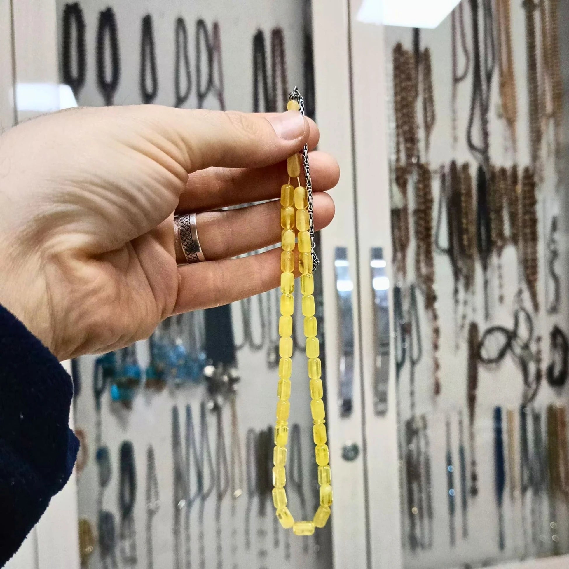 Kapsül Kesim Doğal Kaya Damla Kehribar Tesbih 5 x 8 mm